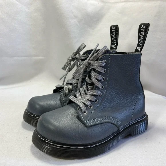Dr. Martens 1460 Pascal T Docs Toddler Kids Size 8 Pascal Gunmetal Gray Boots - Picture 2 of 11